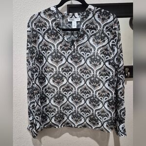 WHBM White House Black Market Deco Scallop Sheer Blouse w/ Cami Size 10 NWT